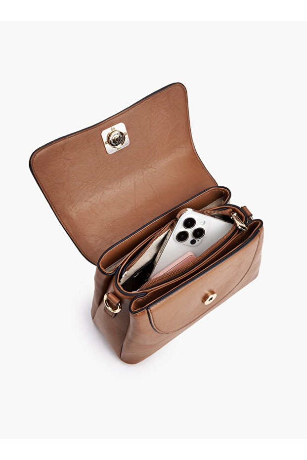Solid Satchel Bag with Detachable Strap - 7