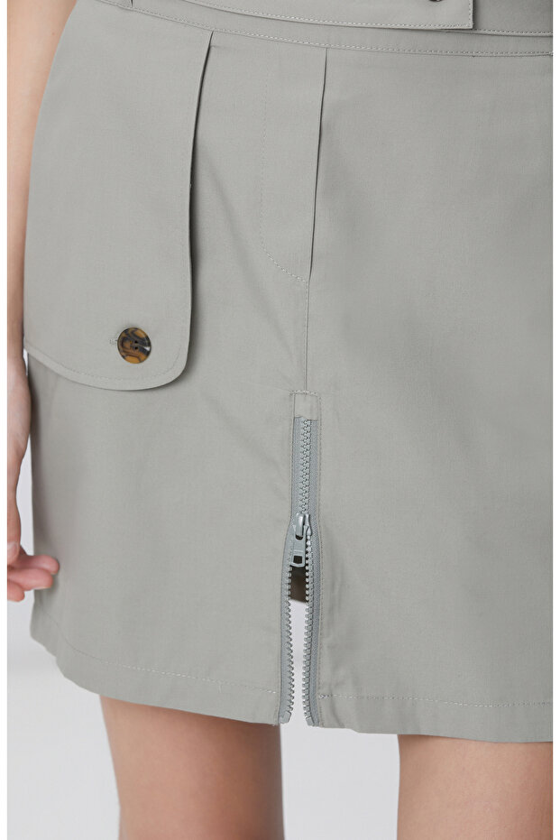 Açık Haki Mini Etek - 5