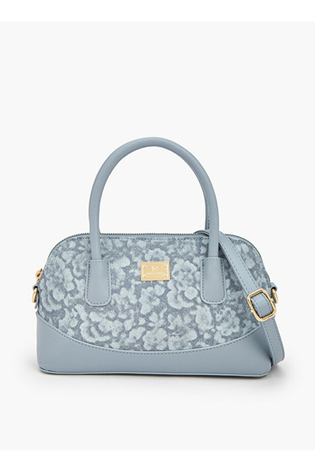 Floral Print Satchel Bag with Detachable Strap