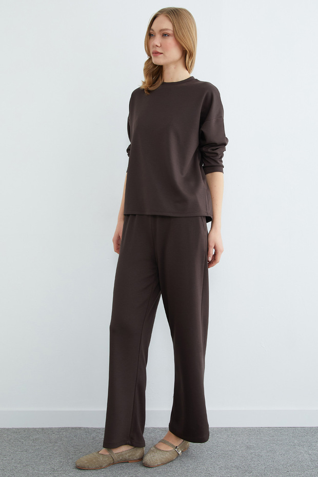 طقم مودال أساسي بأكمام طويلة مكون من قطعتين - 5