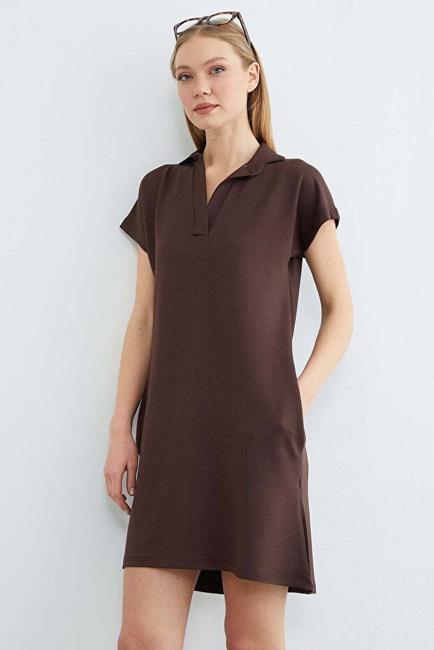 Basic Polo Yaka Cepli Mini Boy Elbise - 7