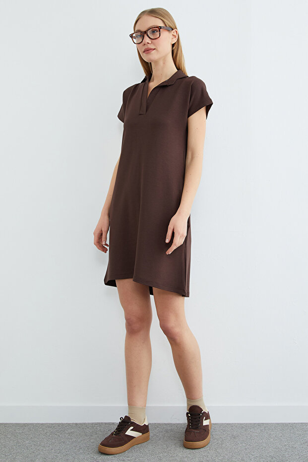 Basic Polo Yaka Cepli Mini Boy Elbise - 5