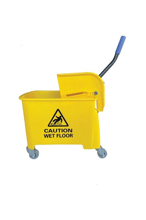 Mop Bucket With Wheels And Wringer – Yellow, 20 Ltr