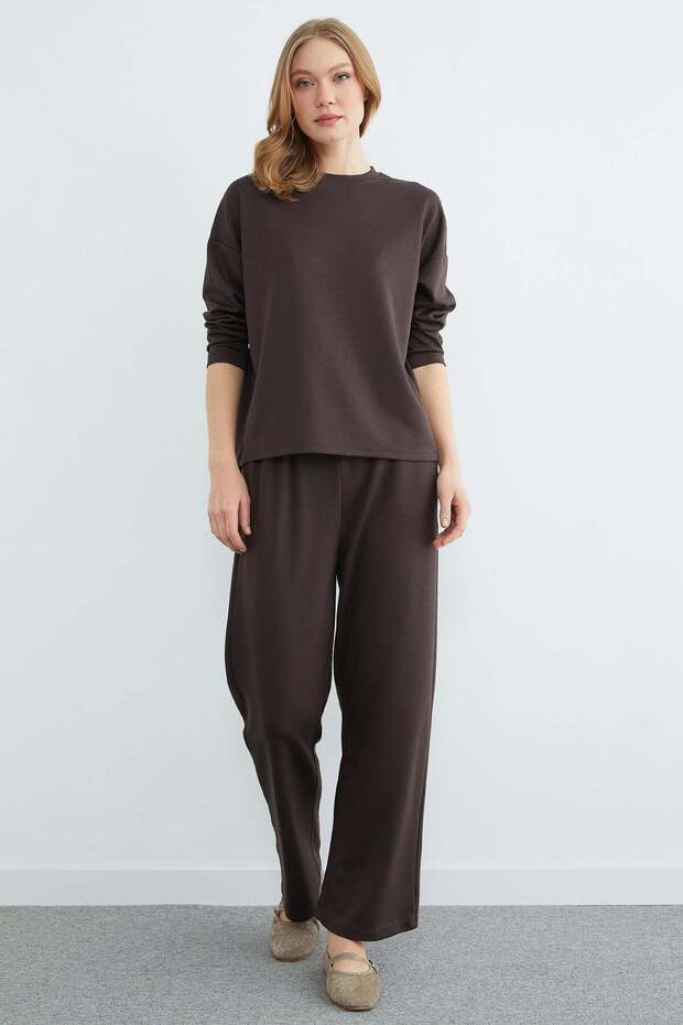 طقم مودال أساسي بأكمام طويلة مكون من قطعتين - 3