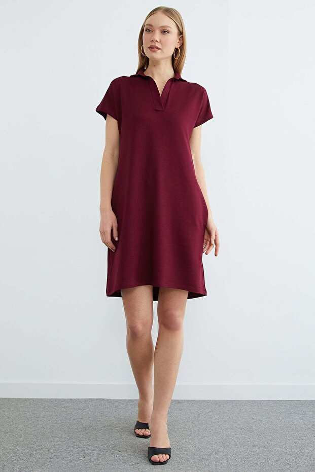 Basic Polo Yaka Cepli Mini Boy Elbise - 1