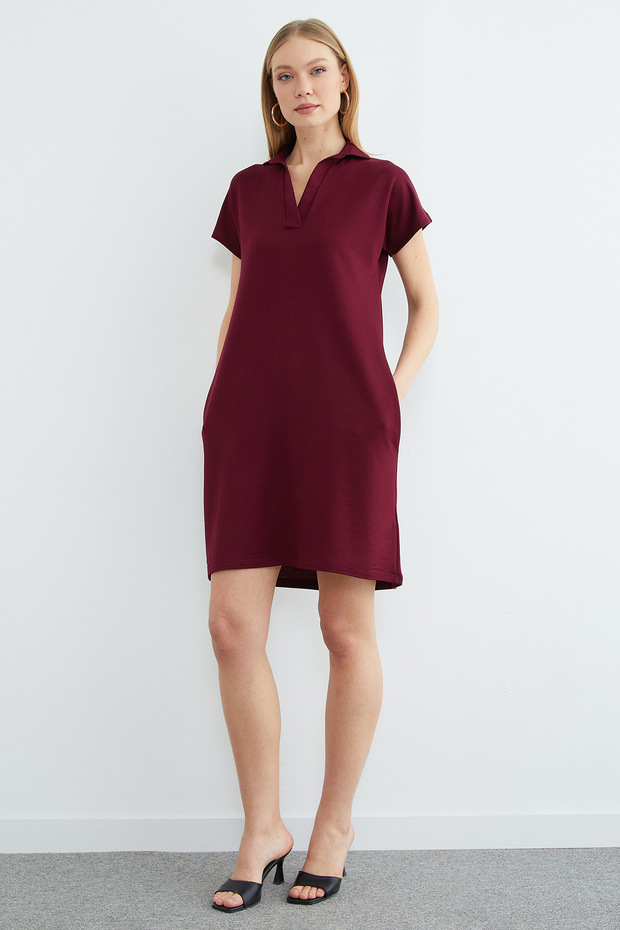 Basic Polo Yaka Cepli Mini Boy Elbise - 7