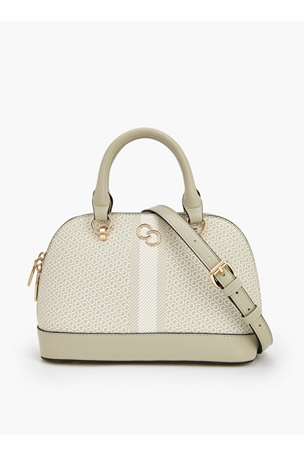 Monogram Print Dome Bag with Double Handle