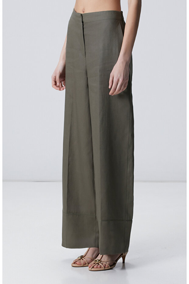Haki Keten Pantolon - 2