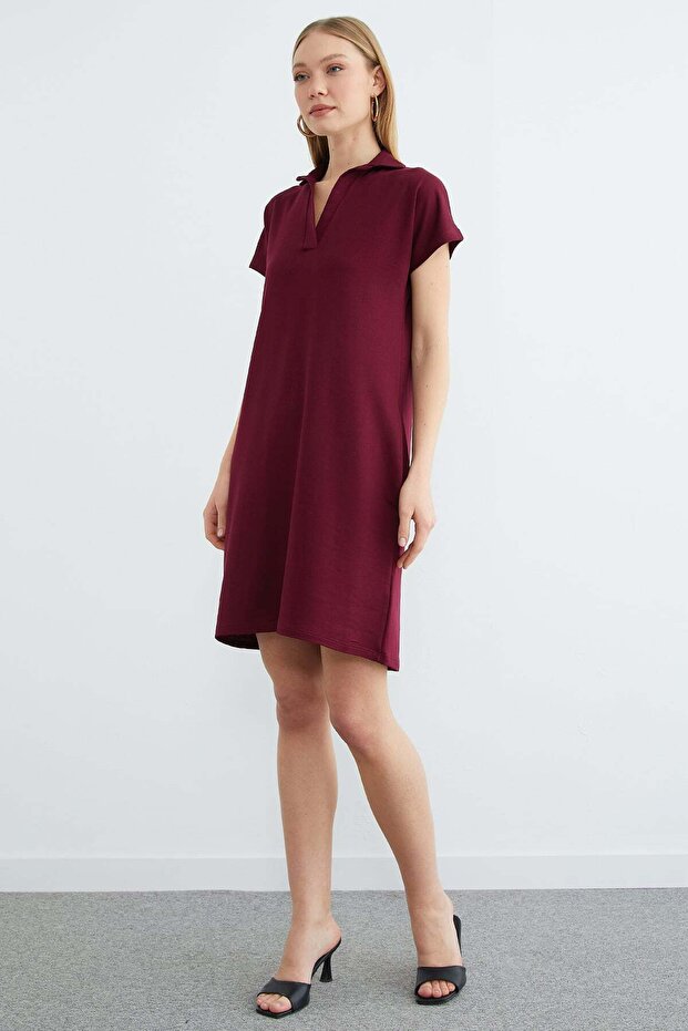 Basic Polo Yaka Cepli Mini Boy Elbise - 4