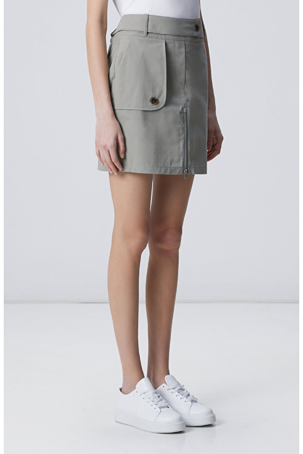 Açık Haki Mini Etek - 3