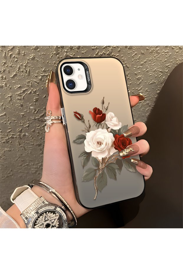 iPhone 12 Pro Compatible Luxury Rose Pattern, High Quality Phone Case