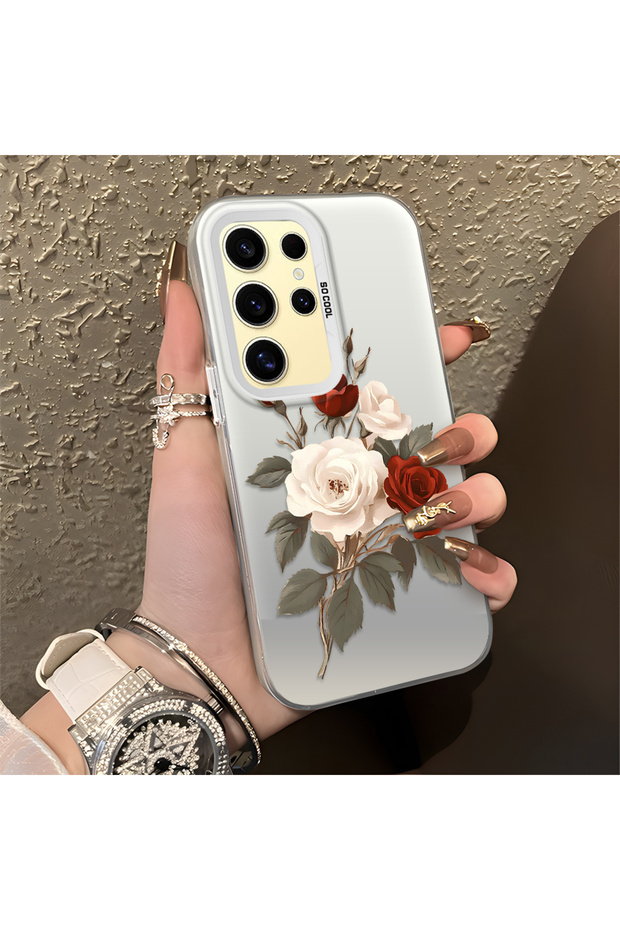 Samsung Galaxy A31 Compatible Luxury Rose Patterned High Quality Phone Case