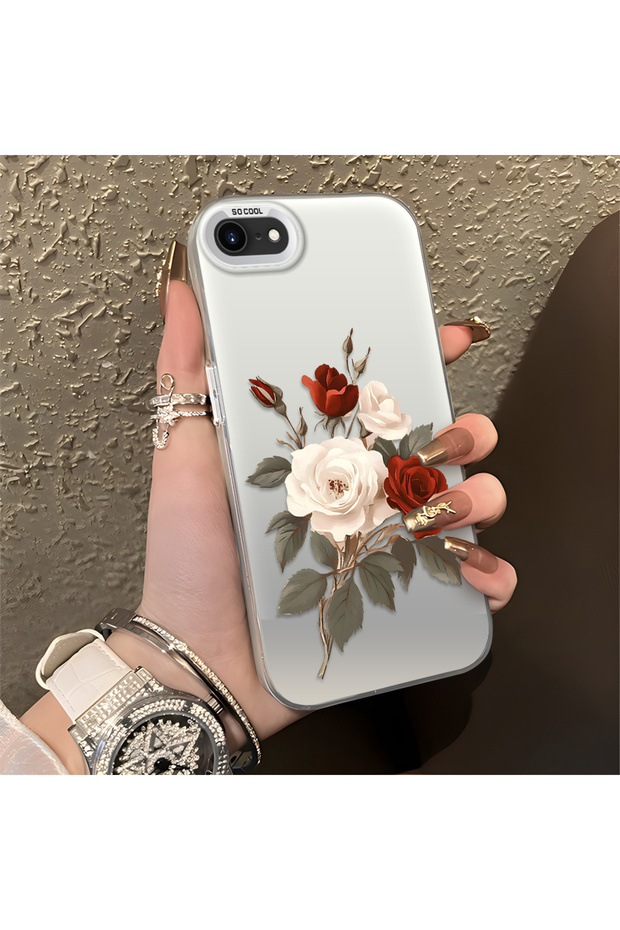 Luxury Rose Pattern, High Quality Phone Case, Compatible with iPhone 7/8/Se 2020 2022