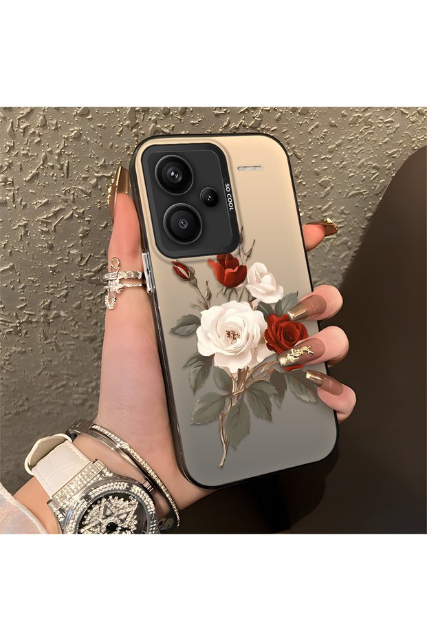 حافظة هاتف فاخرة متوافقة مع Redmi Note 13 Pro Plus+ 5G بنمط الورود عالية الجودة
