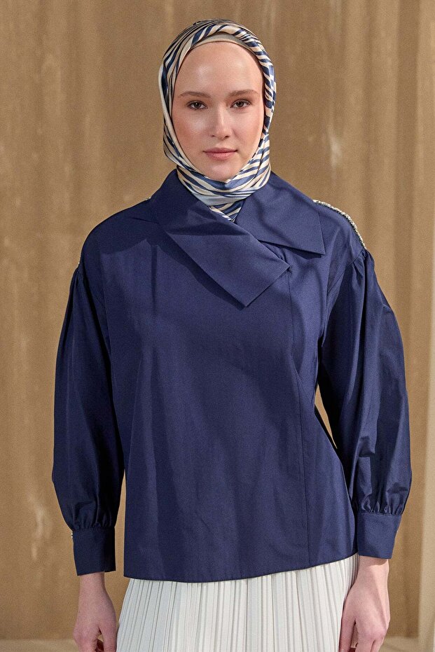 Mendil Yaka Pamuklu Gömlek - 4