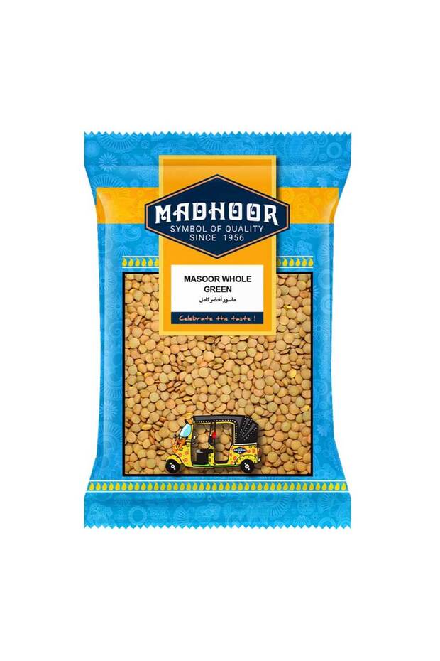 Masoor Whole Whole Skin-On Olive Green Lentil Legume Grains (500g)