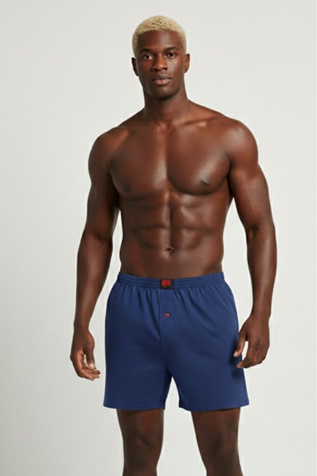 Men's 3-Piece Front Button Combed Cotton Solid Color Boxers - 2