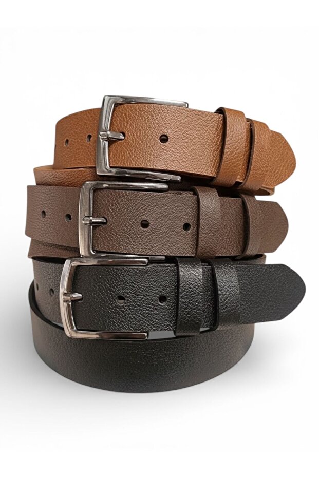 Men's 4 cm Sports Belt Black-Tan-Brown Set of 3