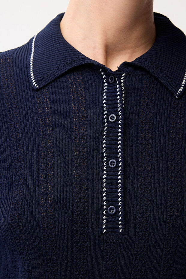 Erkek Yaka Triko Bluz - 2