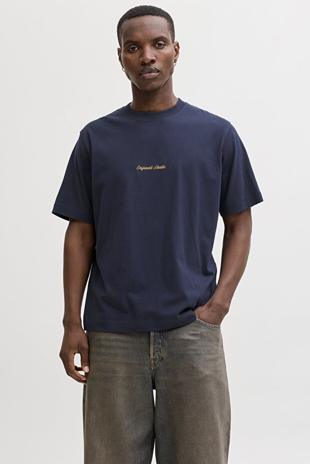 Jornorrebro Emb Tee Ss Crew Neck Noos Erkek T-Shirt 12282892 Sky Captain - 4