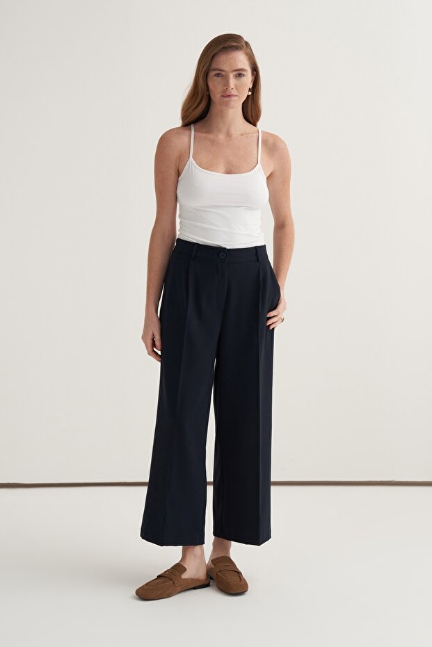 Women's Straight Cut Pencil Pants Navy Blue