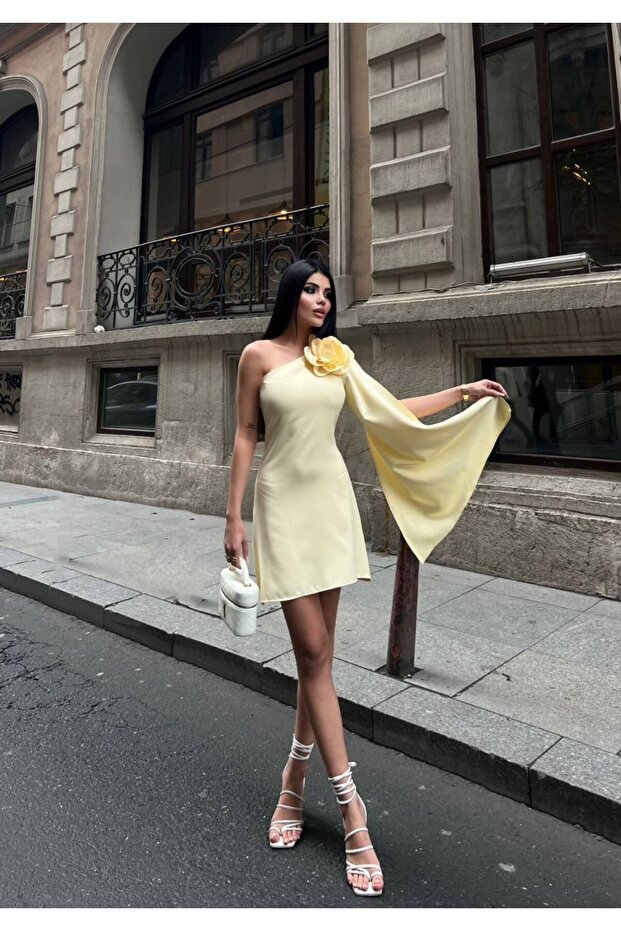 Çiçek Detay Kadın Mini Elbise Eternelle - 1