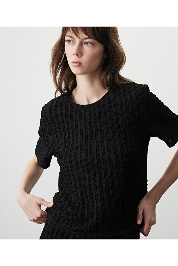 Dokulu örme bluz - 1