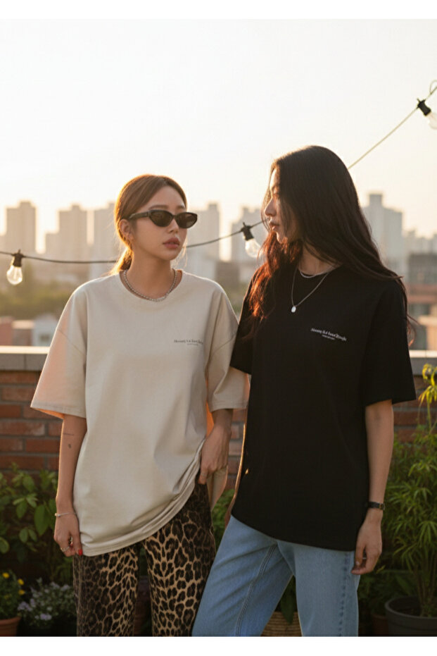 2-Pack Women's Crew Neck T-Shirt - Oversize T-Shirt