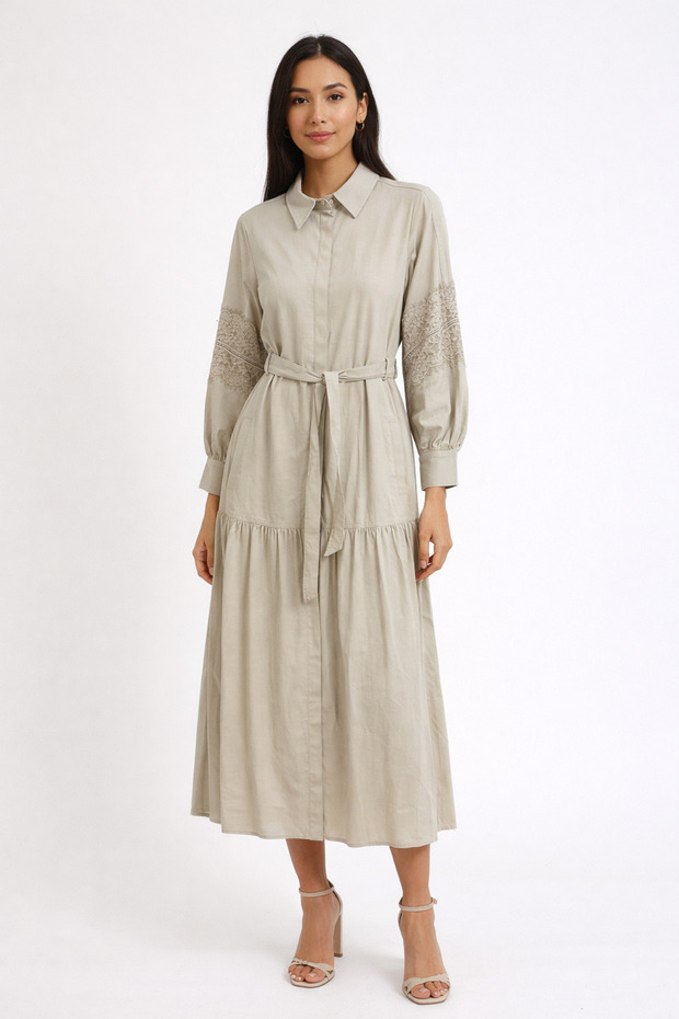 Lace Embellished Maxi Dress Stone