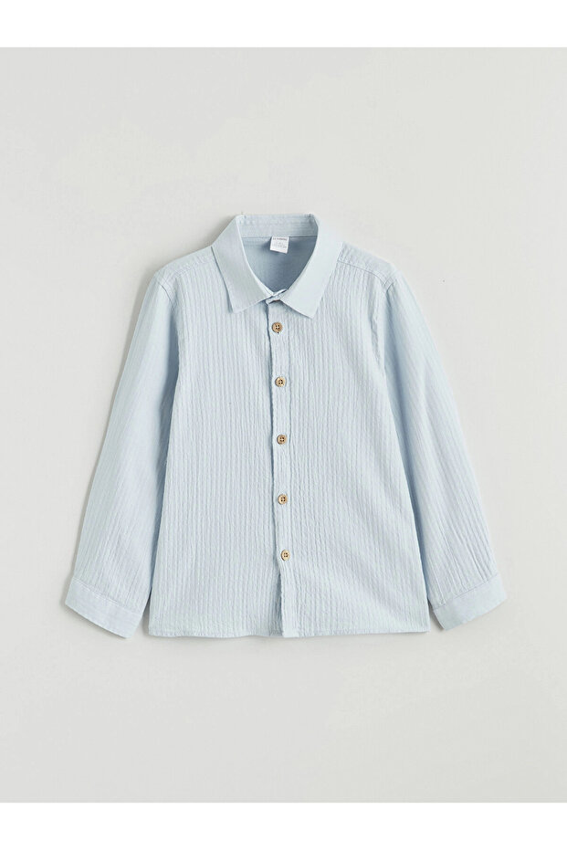 Lcw Kids Blue Textured Boys' Shirt