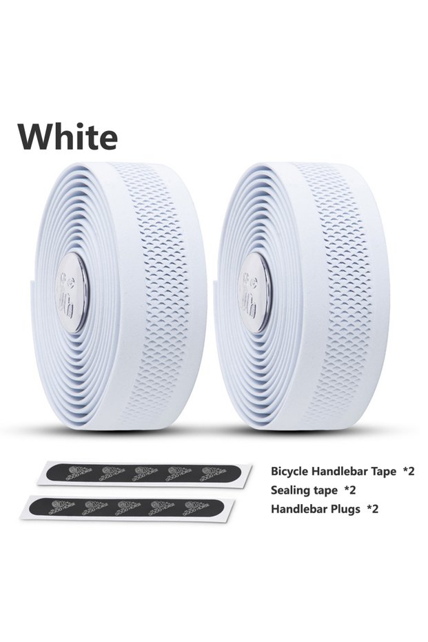 WHITE Road Cycling Handlebar Tapes Hollow Bike Handlebar Tape PU+EVA Bicycle Anti-slip Shockproof B