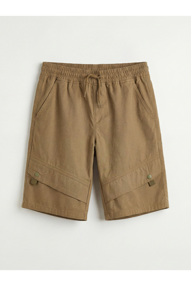 Khaki Elastic Waist Boys Shorts