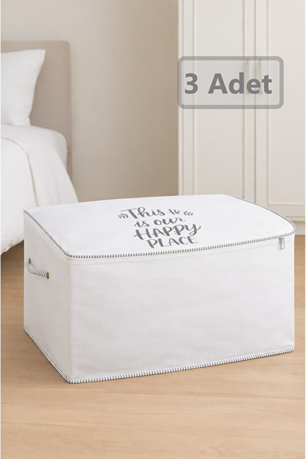 3 Pieces of Drawstring Printed Quilt Storage Organizer Organizer Bag