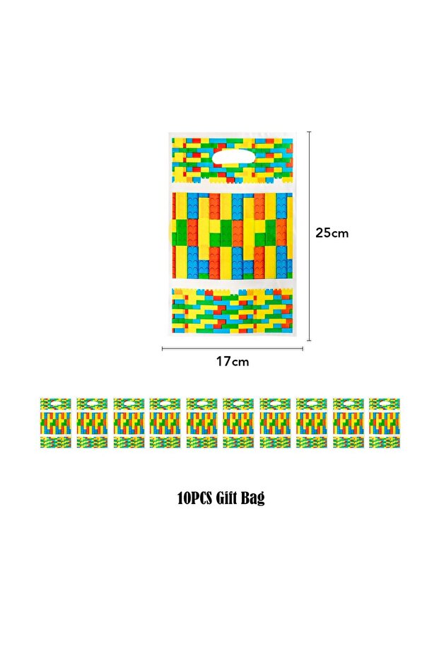 20pcs gift bags 10/20/50PCS Building Blks Pattern Candy Gift Bag with Handle For Thank You Gifts Hap