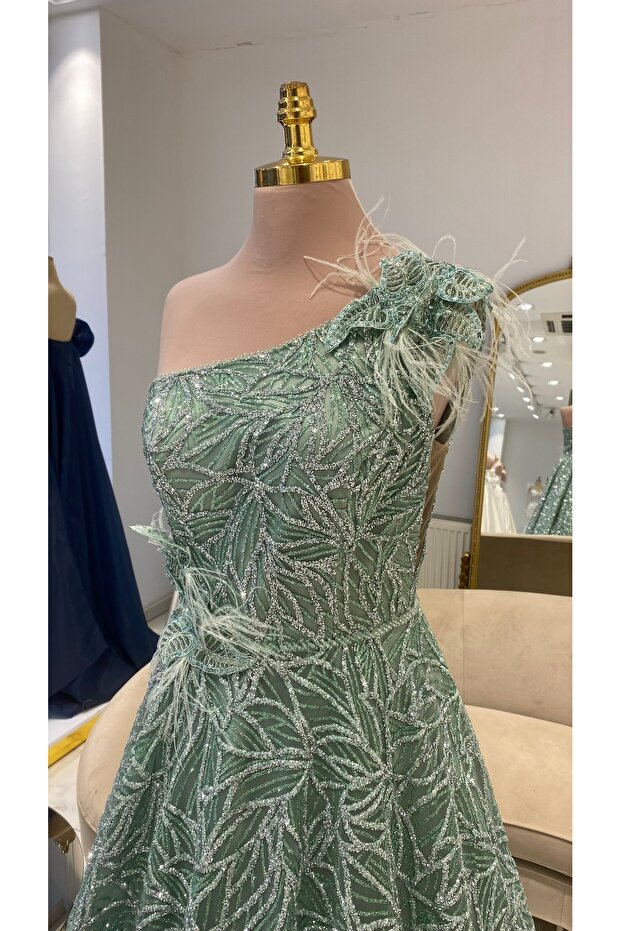 FULL İŞLEME ABİYE ELBİSE - 6