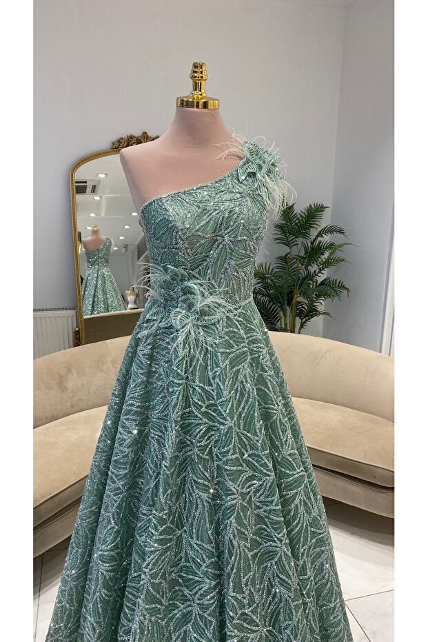 FULL İŞLEME ABİYE ELBİSE - 3