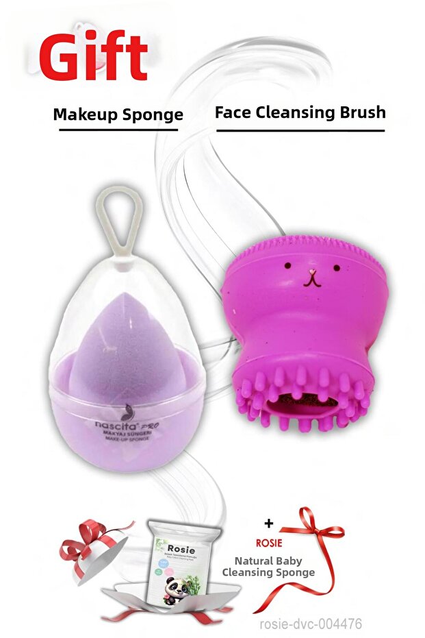 Makeup Sponge Lilac and Octopus Facial Cleansing Brush Light Pink Rosie Gift