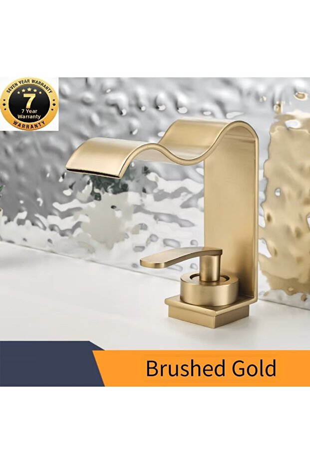 Bathroom Sink Faucet New Heart Model Waterfall Matte Gold Color Imported with 7 Years Warranty