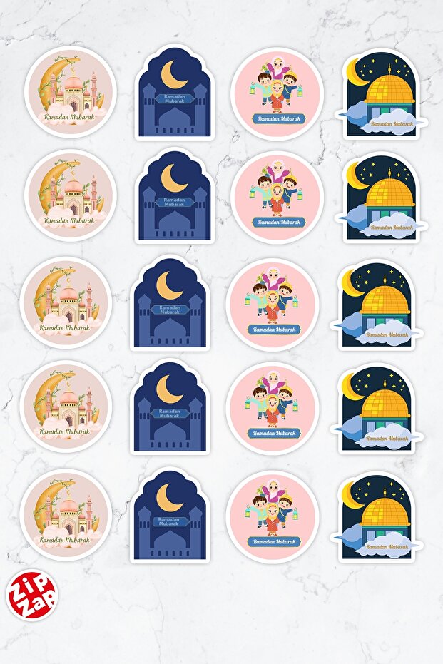 Ramadan Mubarak Ramadan Phone Laptop Bullet Journal Adhesive Foil Sticker Pack (20 Pieces)