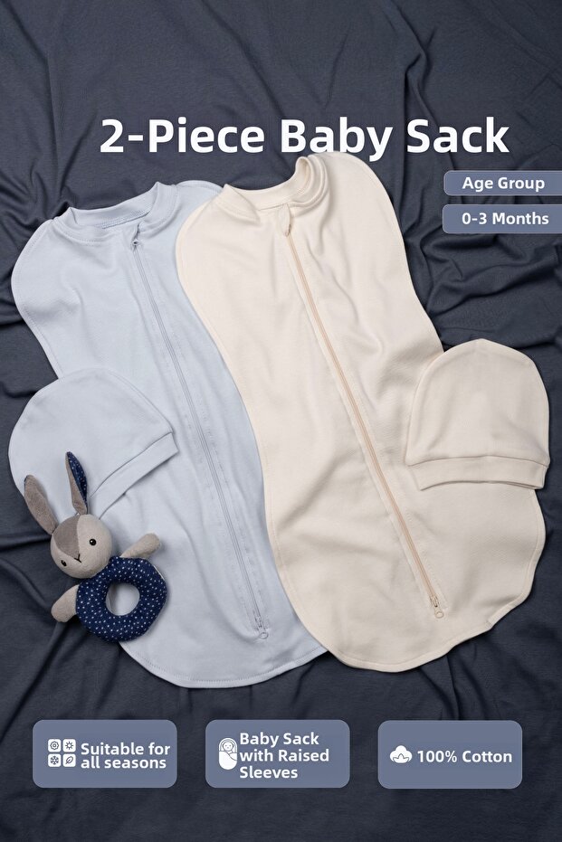 100% cotton double-sided zippered swaddle for baby, soft jersey fabric, breathable material