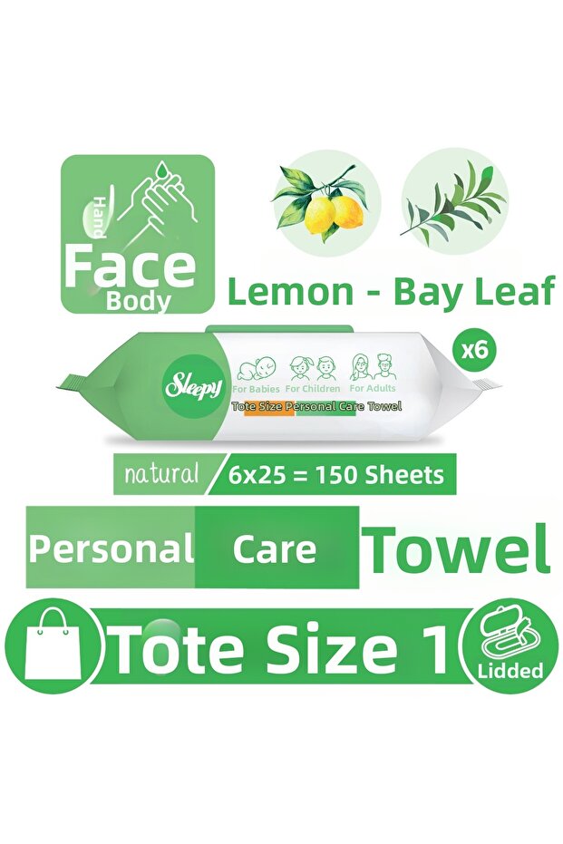 Natural Personal Care Towel Bag Size 6X25 (150 Sheets)