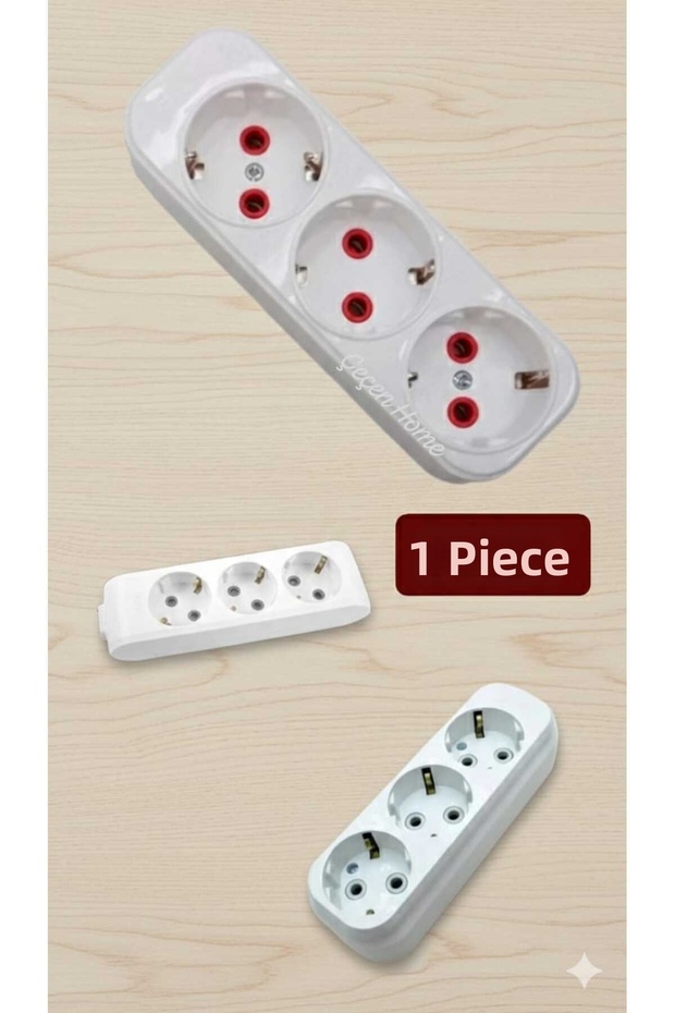(1 Piece) Triple Terminal Group Socket, 3-Outlet Socket, Wireless Grounded Socket
