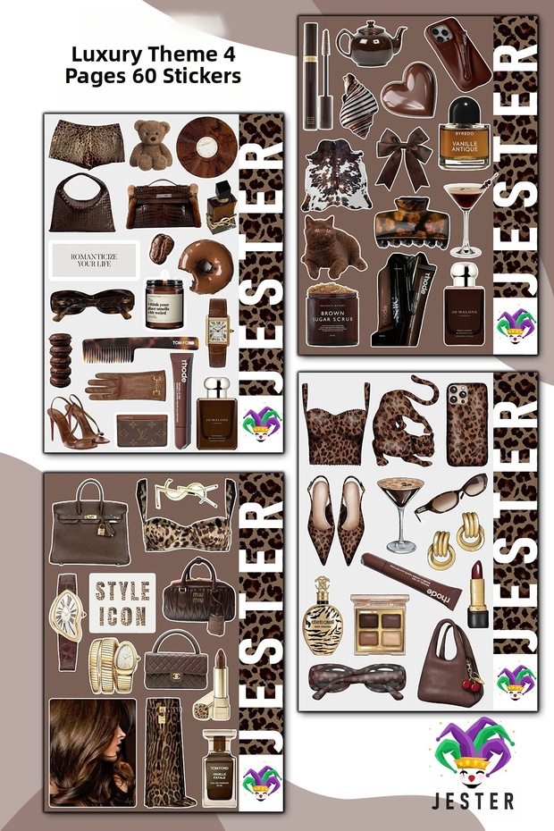 Luxery 4-Pack Stickers, Decals, Diary, Agenda, Planner, Bullet, Journal, Scrapbook