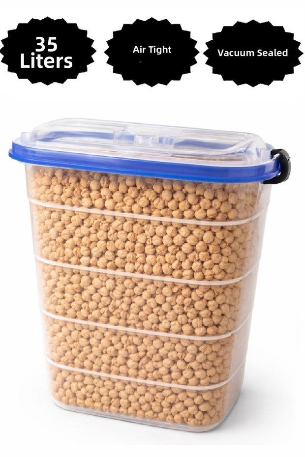 35 Lt Very Large Size Vacuum Sealed Food Storage Box for Flour, Sugar, Rice, Legumes 35*42*39 cm Very Large Air-Proof Storage Container