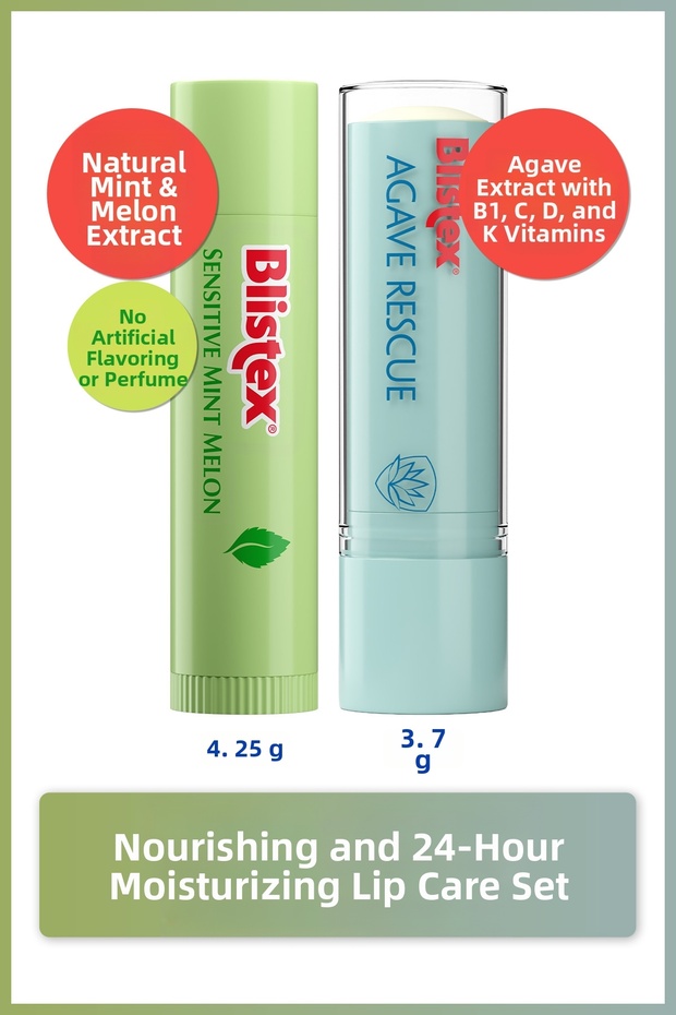 Sensitive Mint Melon Lip Care Cream 4.25gr + Agave Rescue Moisturizing Rescue Lip Cream 3.7g