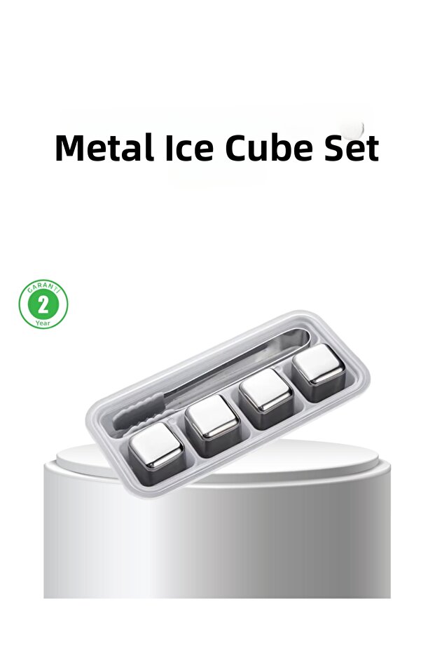 Stainless Steel Metal Ice Cube Set Cooling Without Watering and Includes Clip