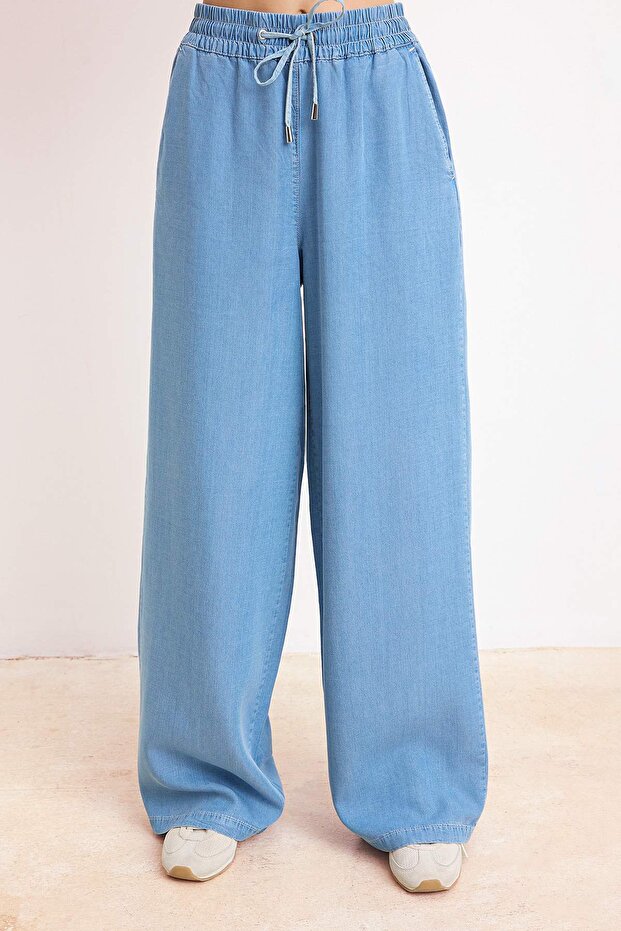 Mavi DÖKÜMLÜ İnce Kumaş %100 Tencel Denim Alt - Üst Takım TWOSS26AU00087 - 3