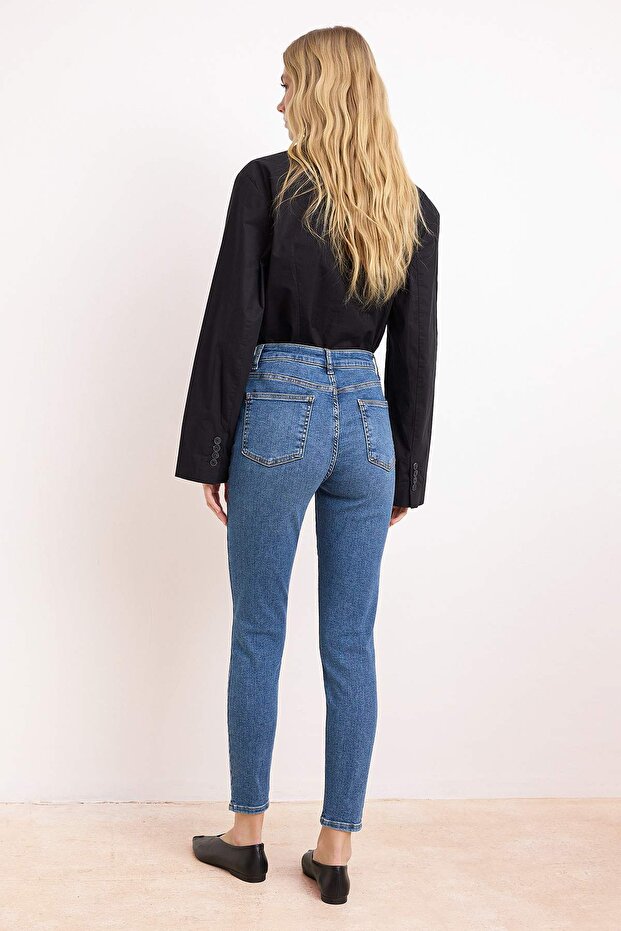 Mavi Yüksek Bel Ekstra Esnek Skinny Vücudu Saran Jeans TWOSS26JE00155 - 4