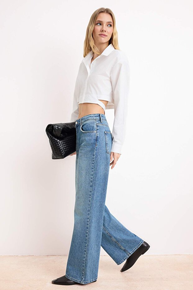 Mavi More Sustainable Normal Bel 100% Pamuk Wide Leg Geniş Paça Jeans TWOSS26JE00125 - 2