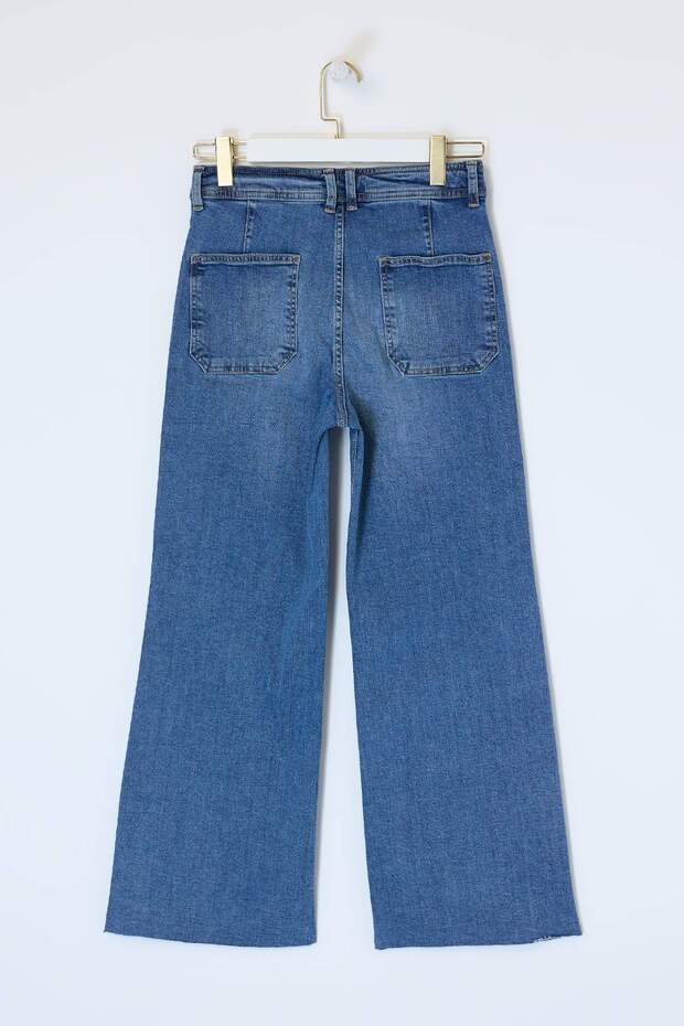 Mavi Yüksek Bel Az Esnek Culotte Bilek Boy Jeans TWOSS26JE00167 - 6